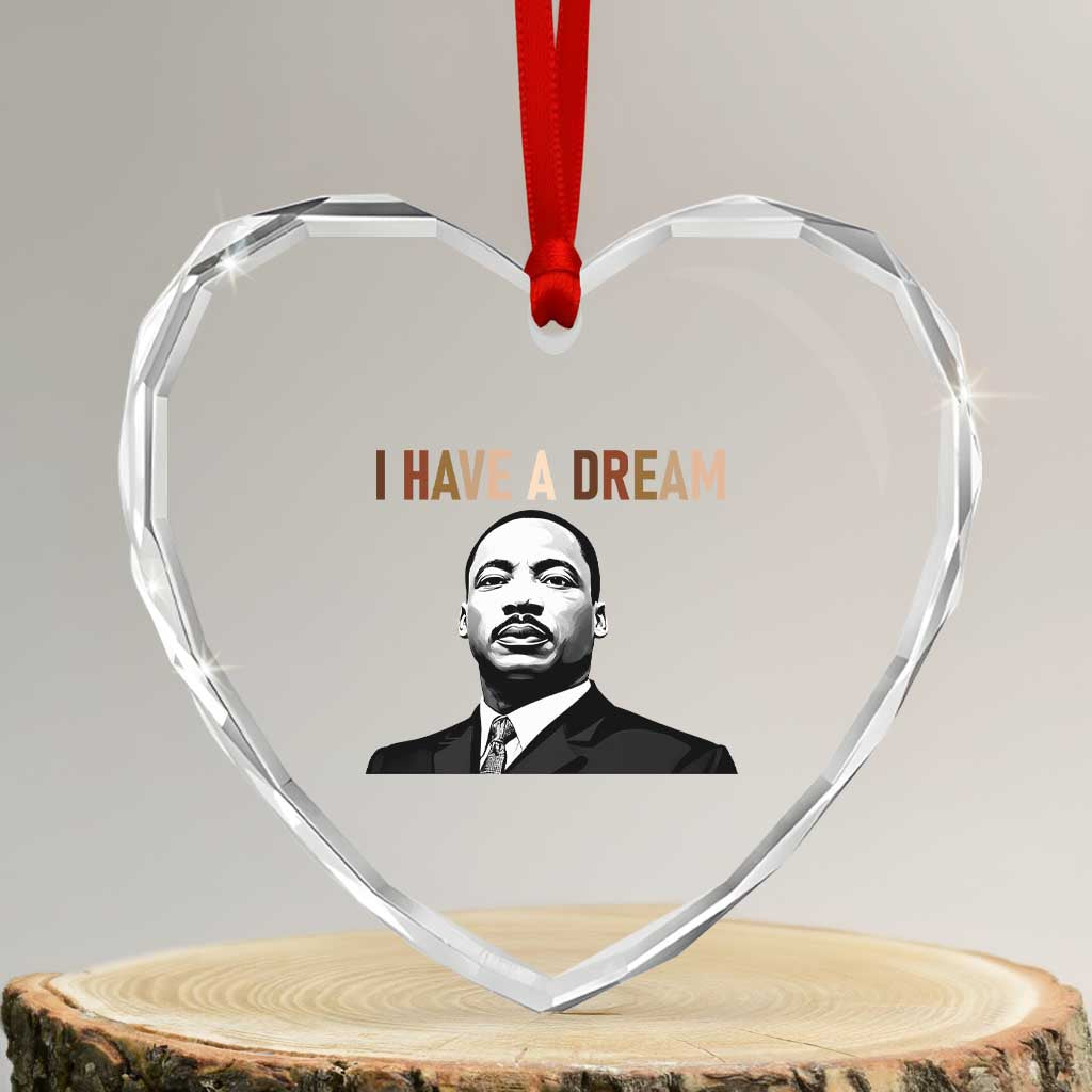 Martin Luther King Jr Heart Crystal Glass Ornament I Have a Dream Cool Melanin Black History - Wonder Print Shop