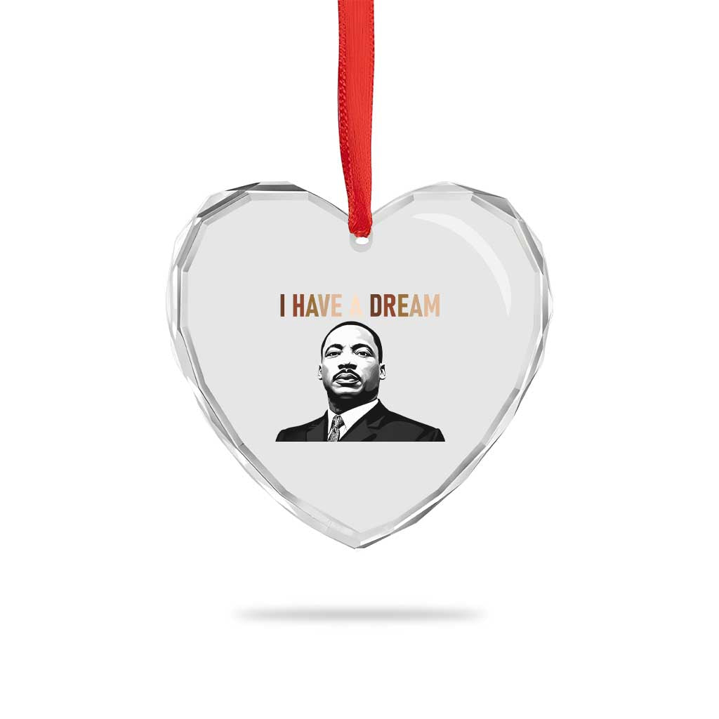 Martin Luther King Jr Heart Crystal Glass Ornament I Have a Dream Cool Melanin Black History - Wonder Print Shop