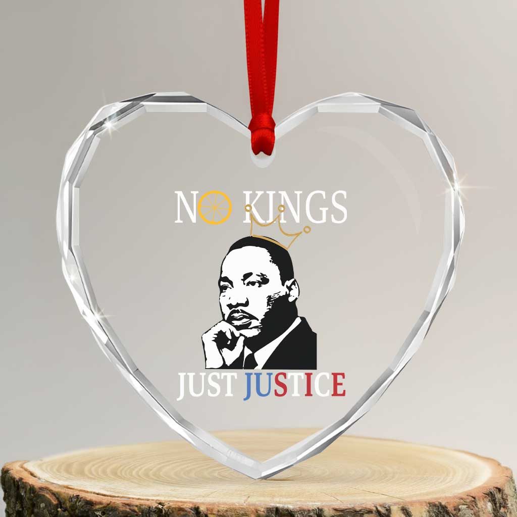 Martin Luther King Jr Heart Crystal Glass Ornament No Kings Just Justice - Wonder Print Shop
