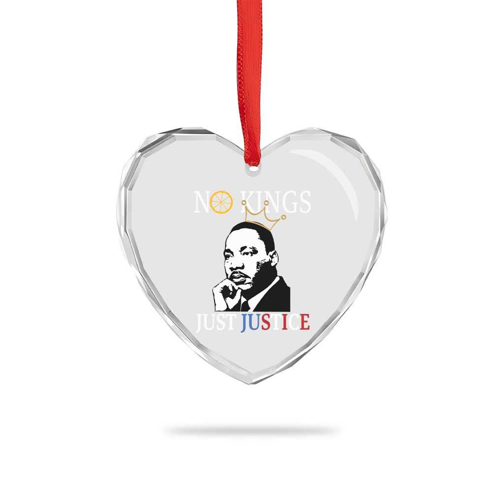 Martin Luther King Jr Heart Crystal Glass Ornament No Kings Just Justice - Wonder Print Shop