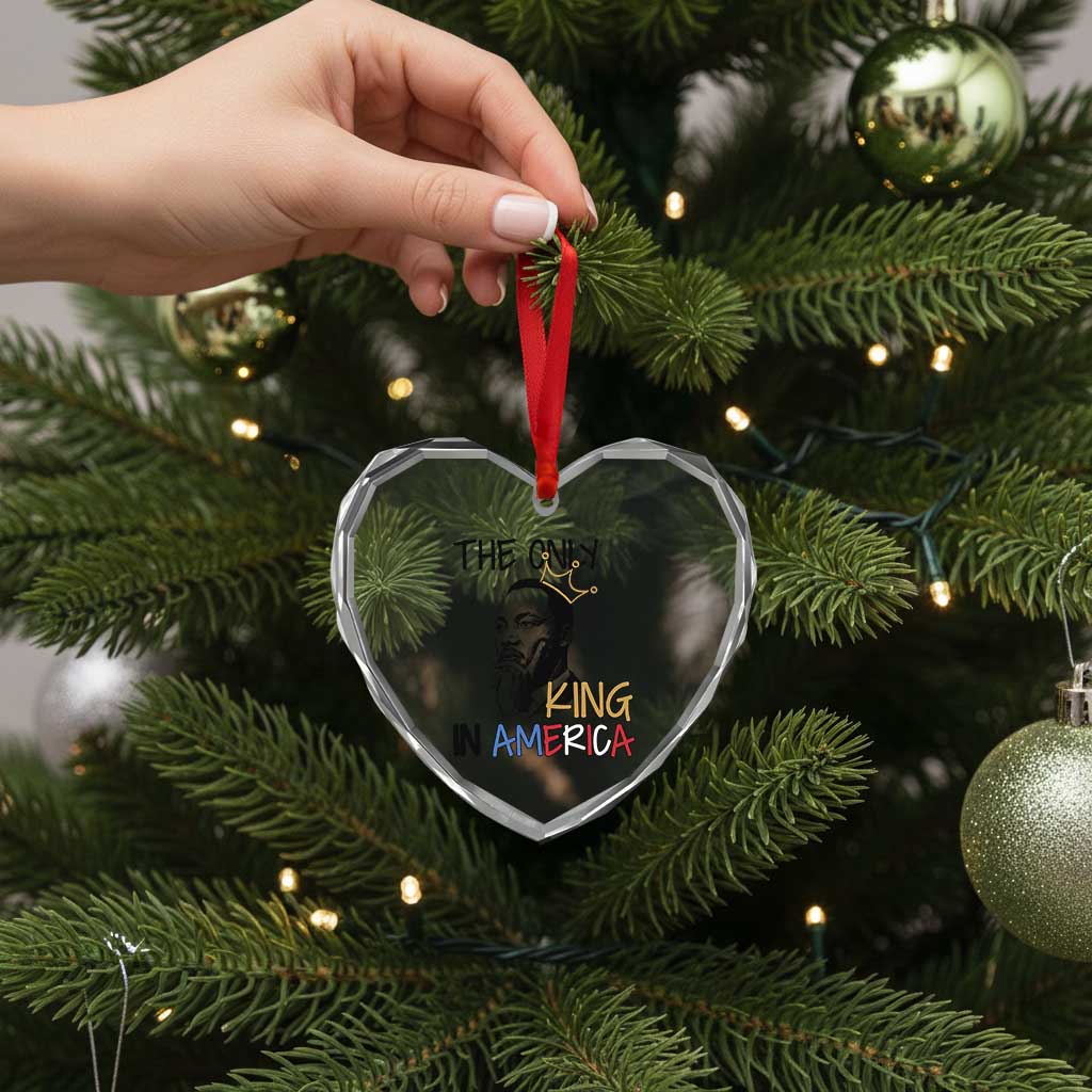 Martin Luther King Jr Heart Crystal Glass Ornament The Only King An America - Wonder Print Shop