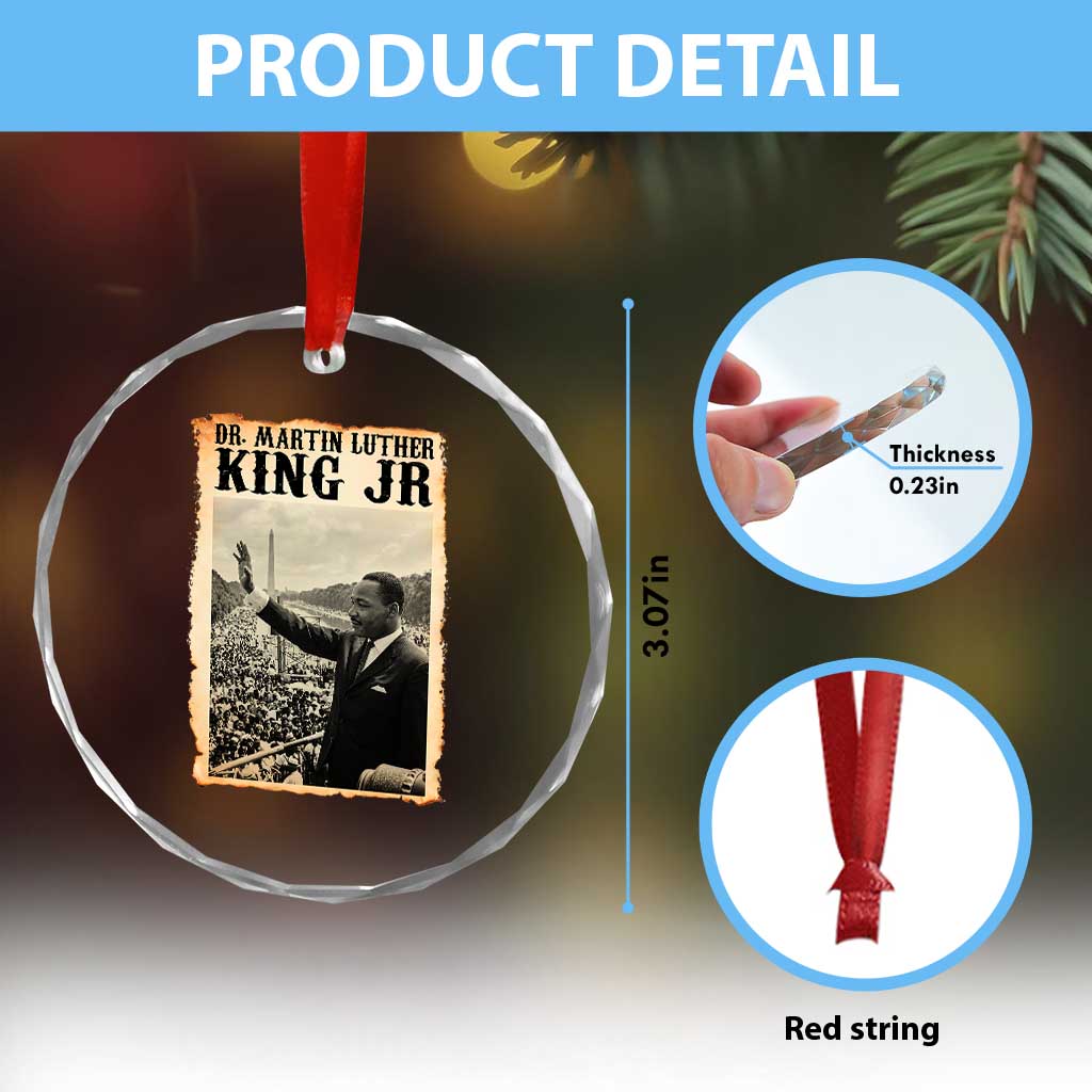 Martin Luther King Jr MLK Day Crystal Glass Ornament - Wonder Print Shop
