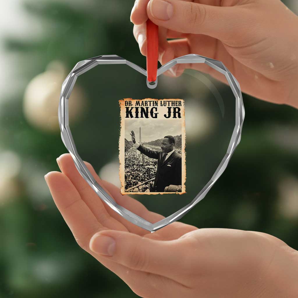 Martin Luther King Jr MLK Day Heart Crystal Glass Ornament - Wonder Print Shop