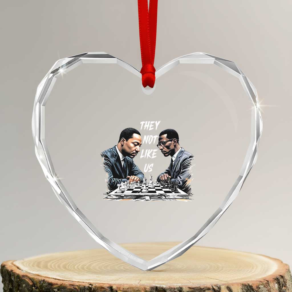 Martin Luther King Malcolm X Heart Crystal Glass Ornament They Not Like Us Black Leaders - Wonder Print Shop