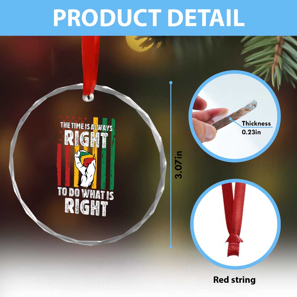 Martin Luther King Quote Crystal Glass Ornament The Time Is Always Right To Do What Is Right Hand Fist