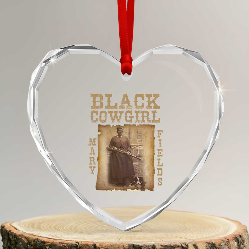 Mary Fields Heart Crystal Glass Ornament Black Cowgirl Pioneer Western Legend Vintage - Wonder Print Shop