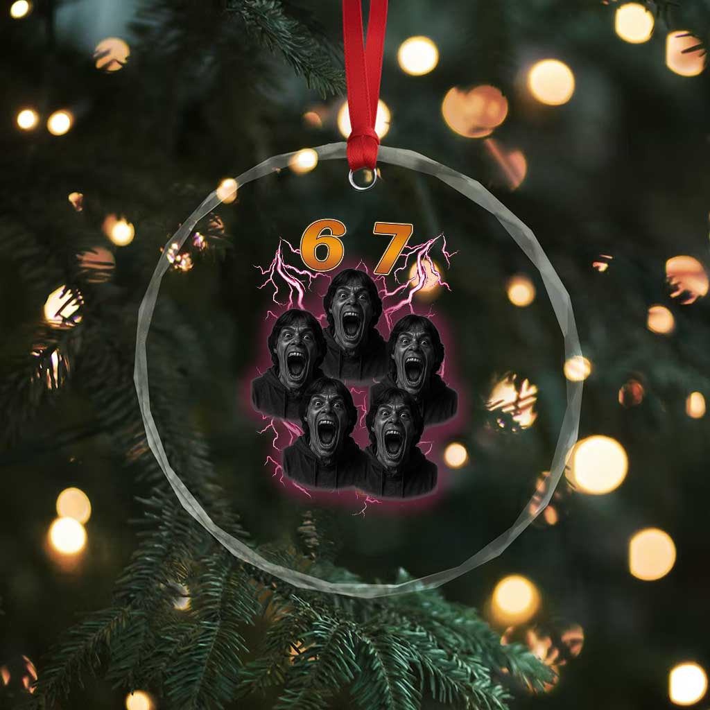 Mason 6 7 Meme Graphic Crystal Glass Ornament Six Seven 67 Meme Horror Edit Bootleg TS02