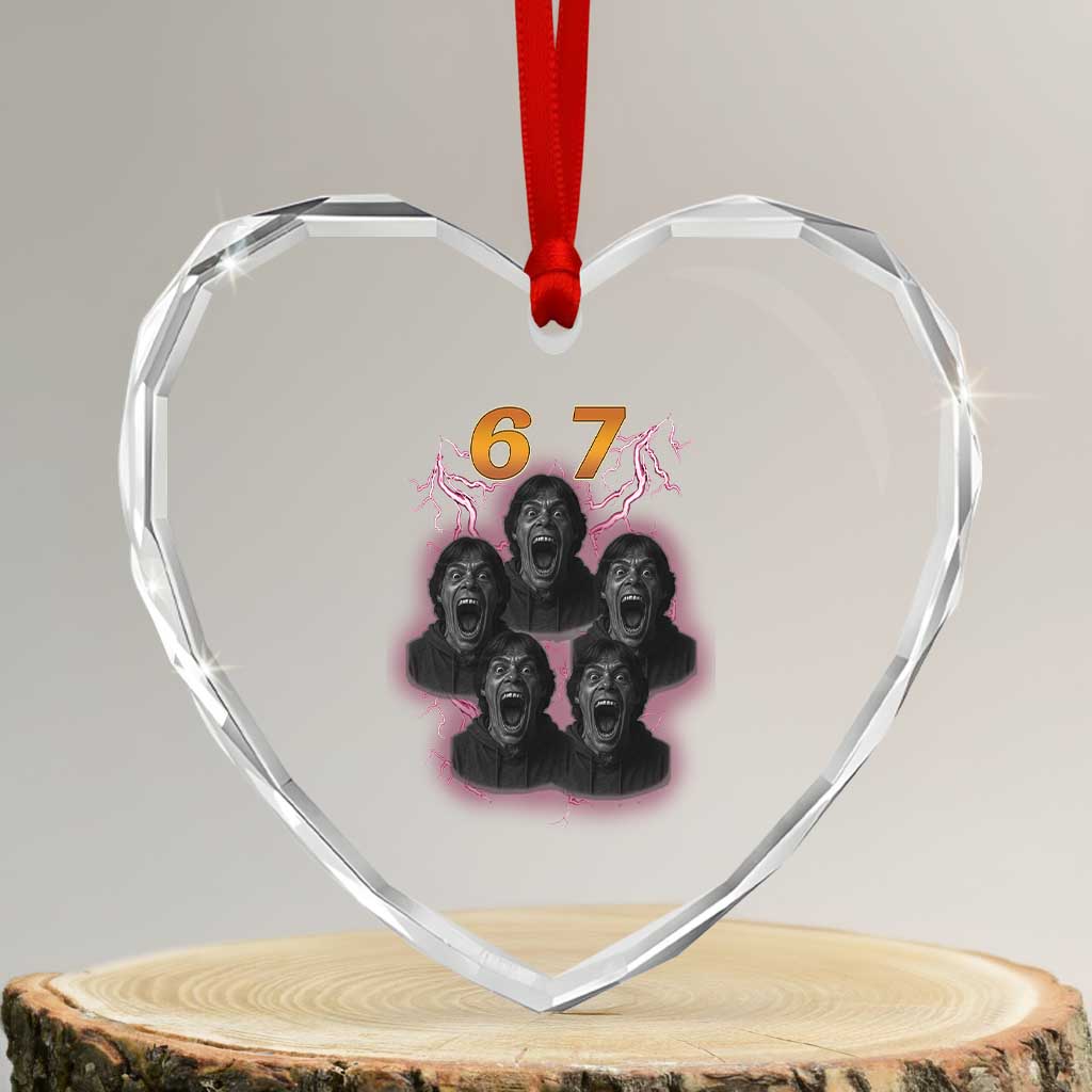Mason 6 7 Meme Graphic Heart Crystal Glass Ornament Six Seven 67 Meme Horror Edit Bootleg - Wonder Print Shop
