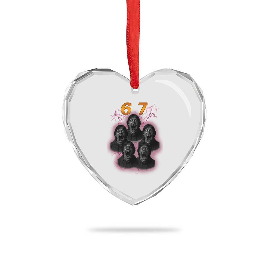 Mason 6 7 Meme Graphic Heart Crystal Glass Ornament Six Seven 67 Meme Horror Edit Bootleg - Wonder Print Shop