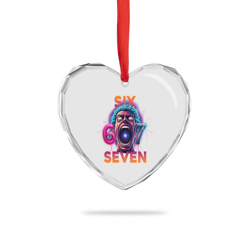 Mason 67 Chaos Edition Heart Crystal Glass Ornament Psychedelic Screaming Six Seven Meme - Wonder Print Shop