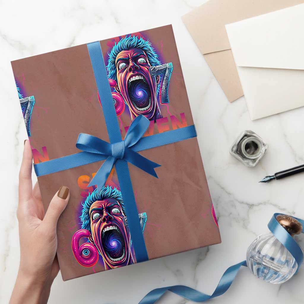 Mason 67 Chaos Edition Wrapping Paper Roll Psychedelic Screaming Six Seven Meme - Wonder Print Shop
