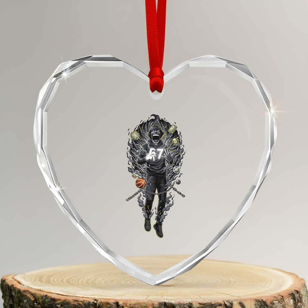 Mason 67 Energy Overload Heart Crystal Glass Ornament Six Seven Meme Lightning Horror Devil Edit - Wonder Print Shop