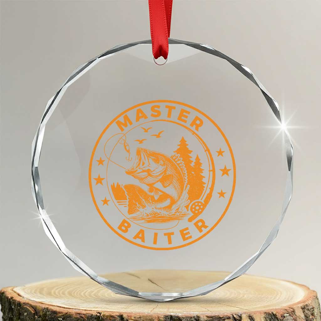 Master Baiter Crystal Glass Ornament Retro Bass Fishing Funny Fisher Fish Fisherman - Wonder Print Shop