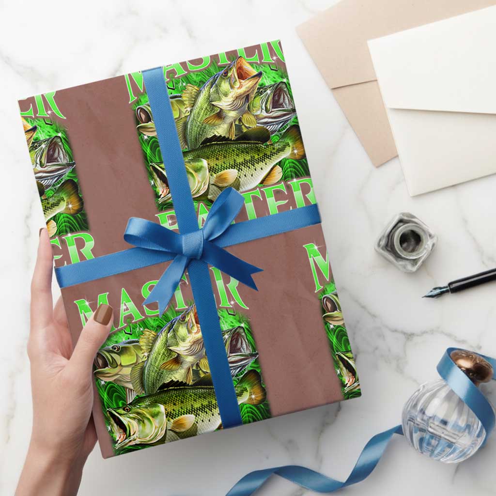 Master Baiter Wrapping Paper Roll Funny Bass Fishing Fisher Bootleg Graphic - Wonder Print Shop