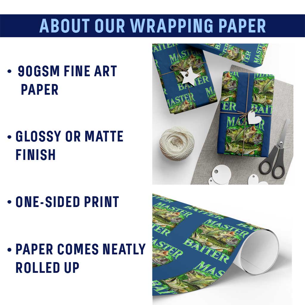 Master Baiter Wrapping Paper Roll Funny Bass Fishing Fisher Bootleg Graphic - Wonder Print Shop