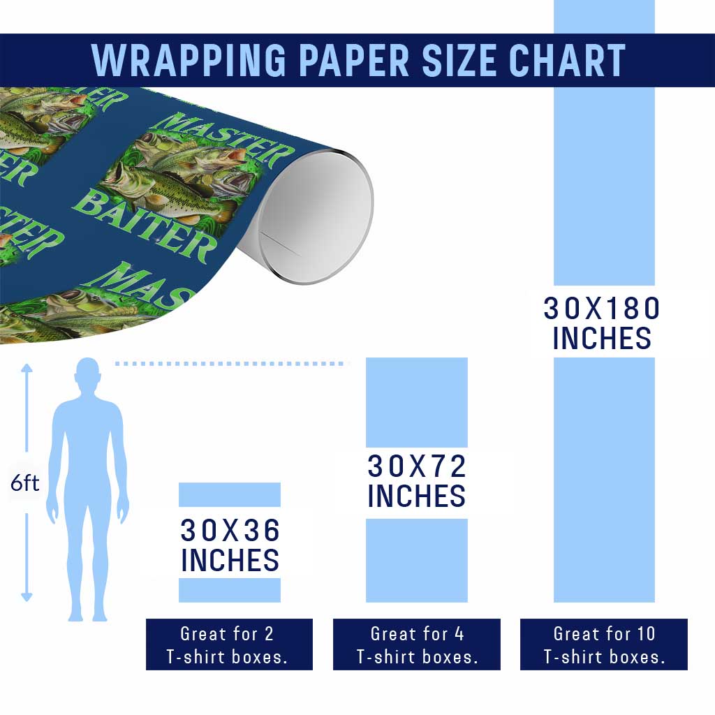 Master Baiter Wrapping Paper Roll Funny Bass Fishing Fisher Bootleg Graphic - Wonder Print Shop