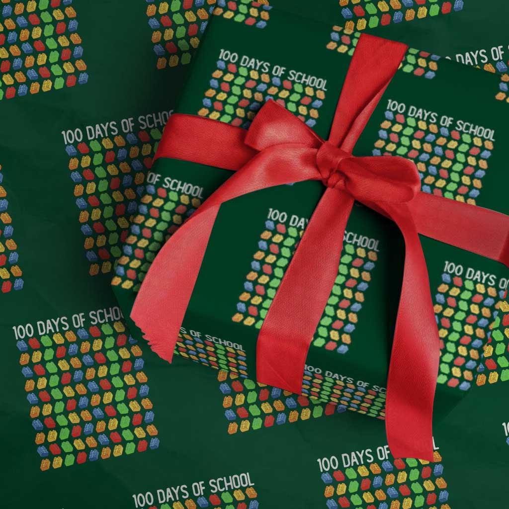 Master Builder 100 Days of School Wrapping Paper Roll Funny Toy Building Blocks Gift