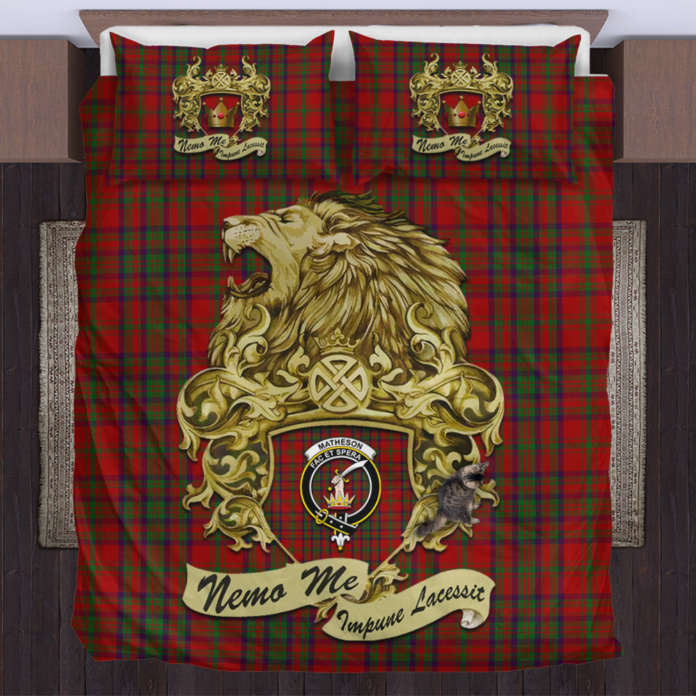 matheson-dress-tartan-bedding-set-motto-nemo-me-impune-lacessit-with-vintage-lion-family-crest-tartan-plaid-duvet-cover-scottish-tartan-plaid-comforter-vintage-style