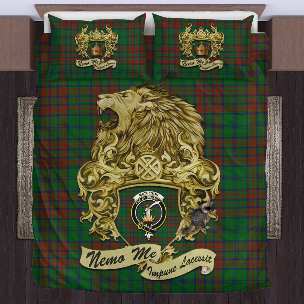 matheson-hunting-highland-tartan-bedding-set-motto-nemo-me-impune-lacessit-with-vintage-lion-family-crest-tartan-plaid-duvet-cover-scottish-tartan-plaid-comforter-vintage-style