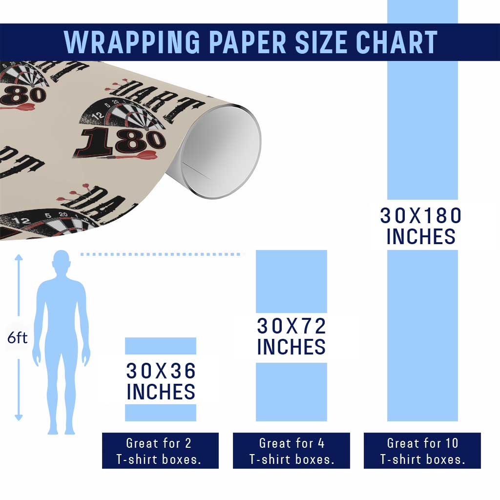 Max Score 180 Darts Lover Wrapping Paper Roll Darts Team Party Gift - Wonder Print Shop