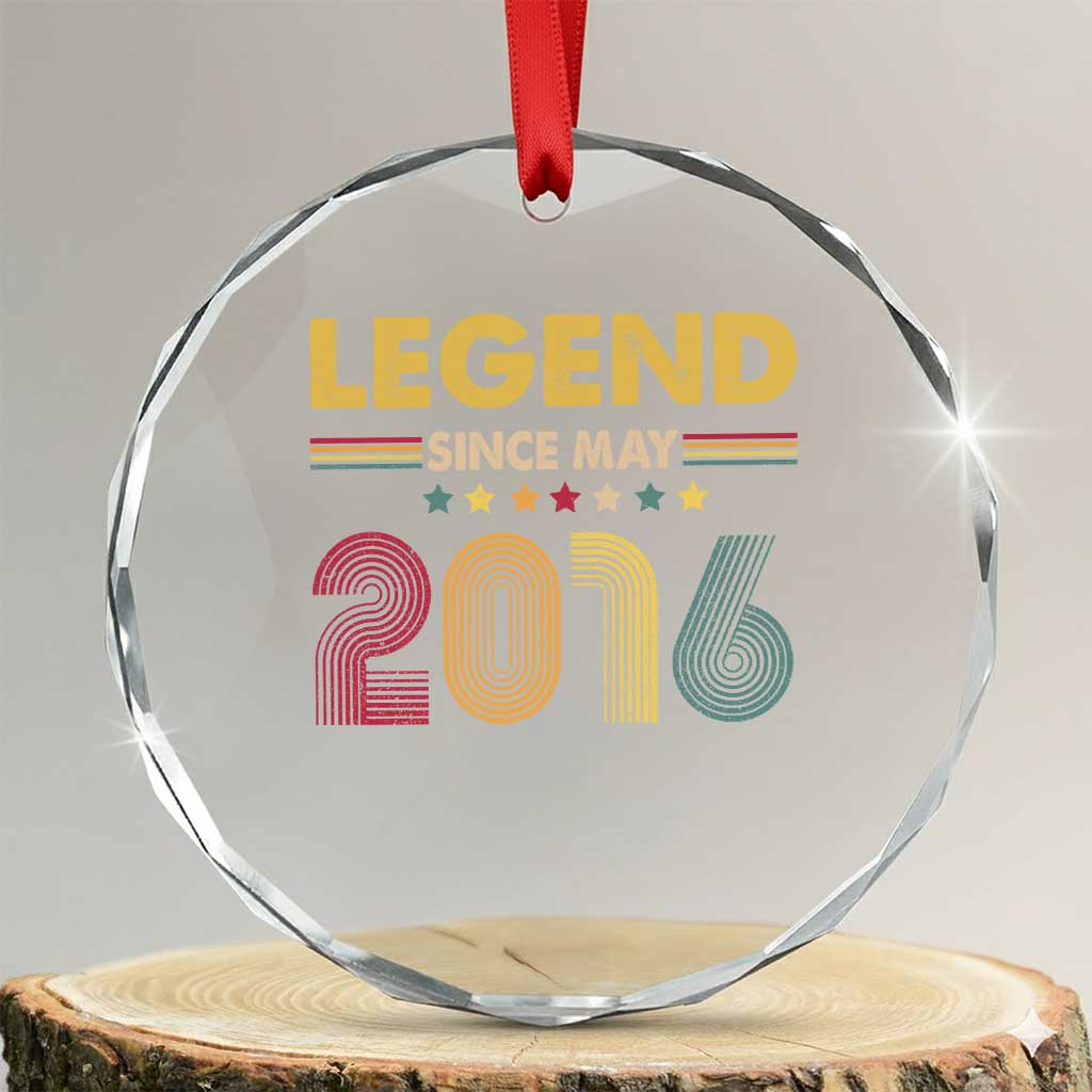 May 10th Birthday Crystal Glass Ornament Legends Since May 2016 Retro Bday