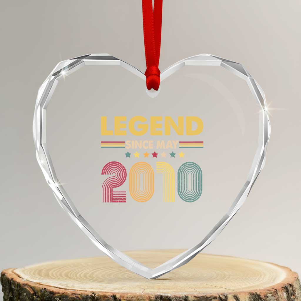 May 16th Birthday Heart Crystal Glass Ornament Legends Since May 2010 Retro Bday