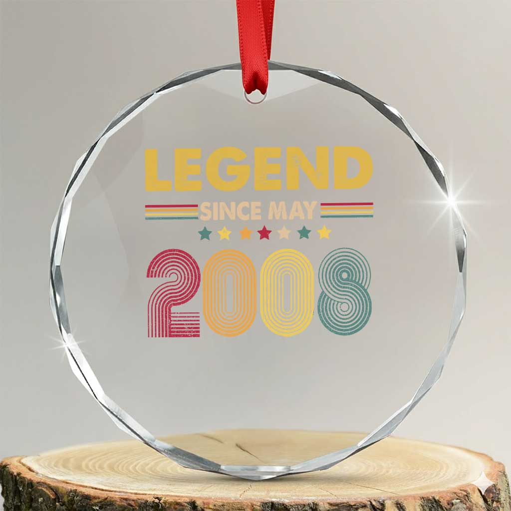 May 18th Birthday Crystal Glass Ornament Legends Since May 2008 Retro Bday