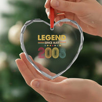 May 18th Birthday Heart Crystal Glass Ornament Legends Since May 2008 Retro Bday