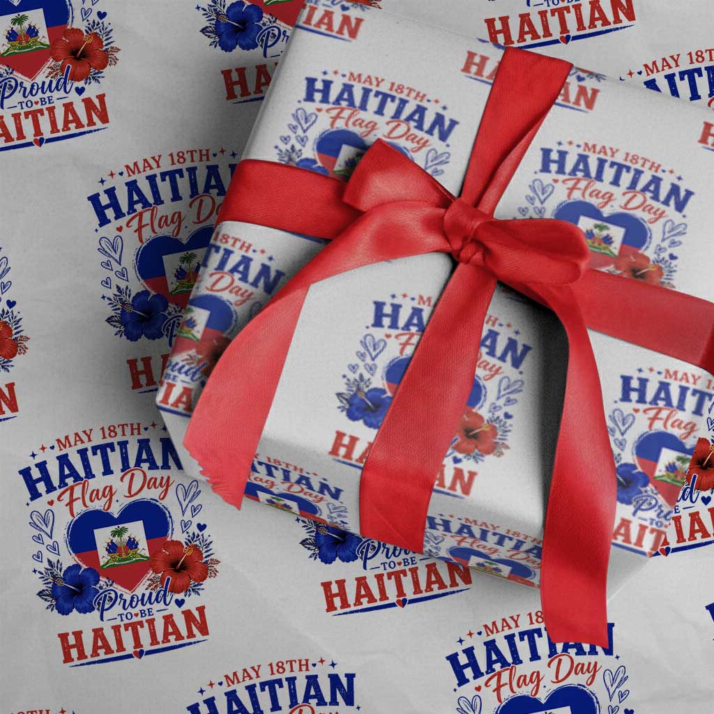 May 18th Haitian Flag Day Floral Hibiscus Wrapping Paper Roll Proud To Be Haitian Heritage Pride