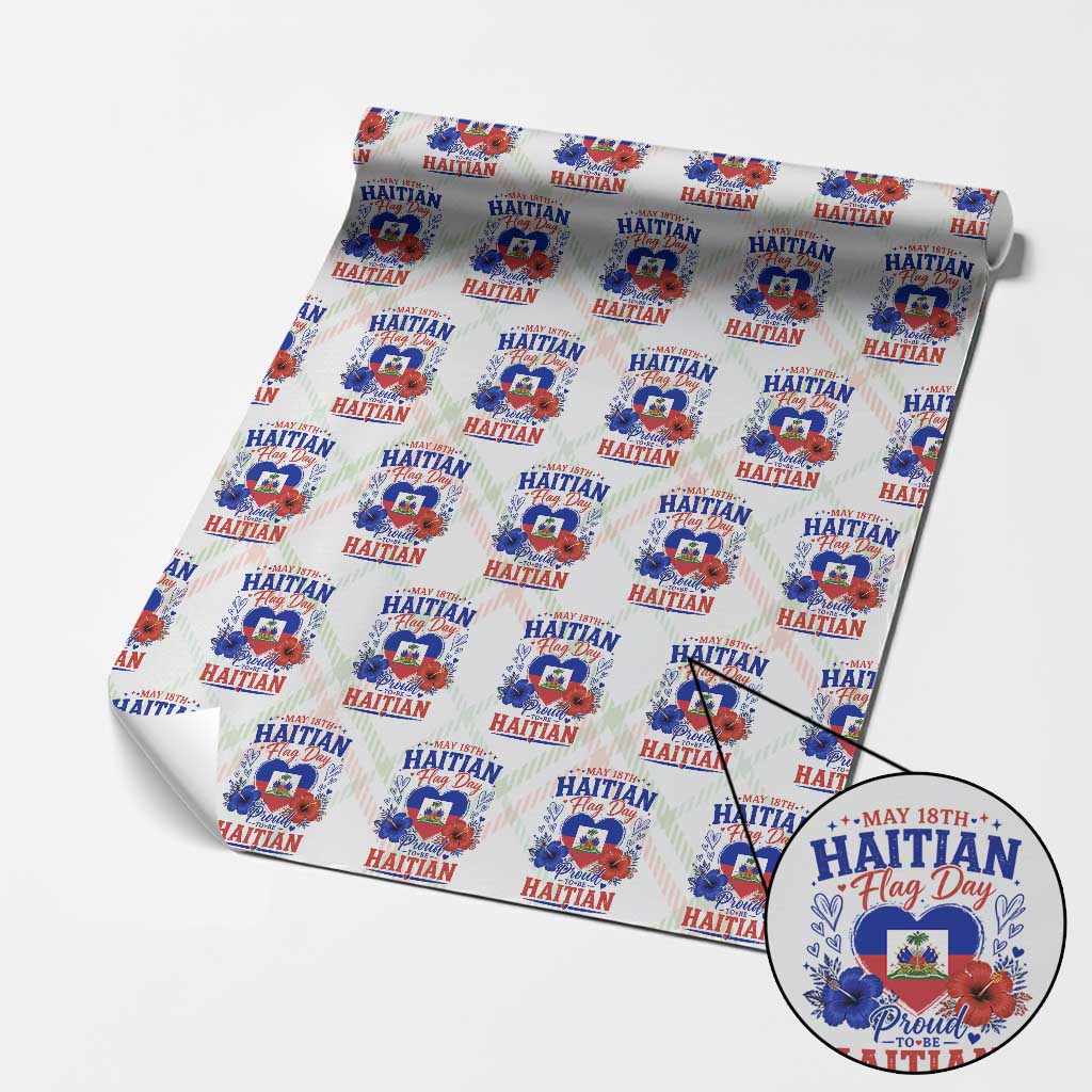 May 18th Haitian Flag Day Floral Hibiscus Wrapping Paper Roll Proud To Be Haitian Heritage Pride