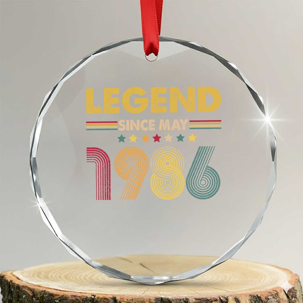 May 40th Birthday Crystal Glass Ornament Legends Since May 1986 Retro Bday