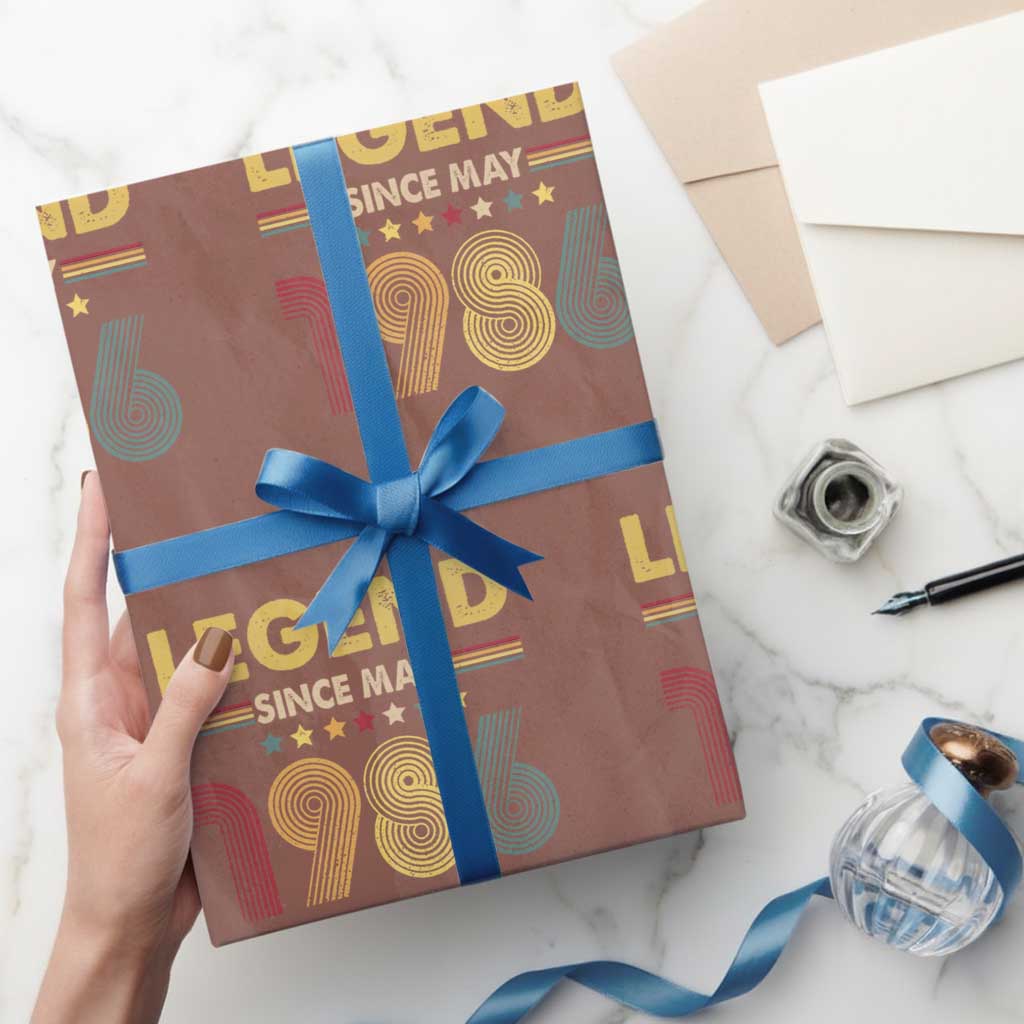 May 40th Birthday Wrapping Paper Roll Legends Since May 1986 Retro Bday