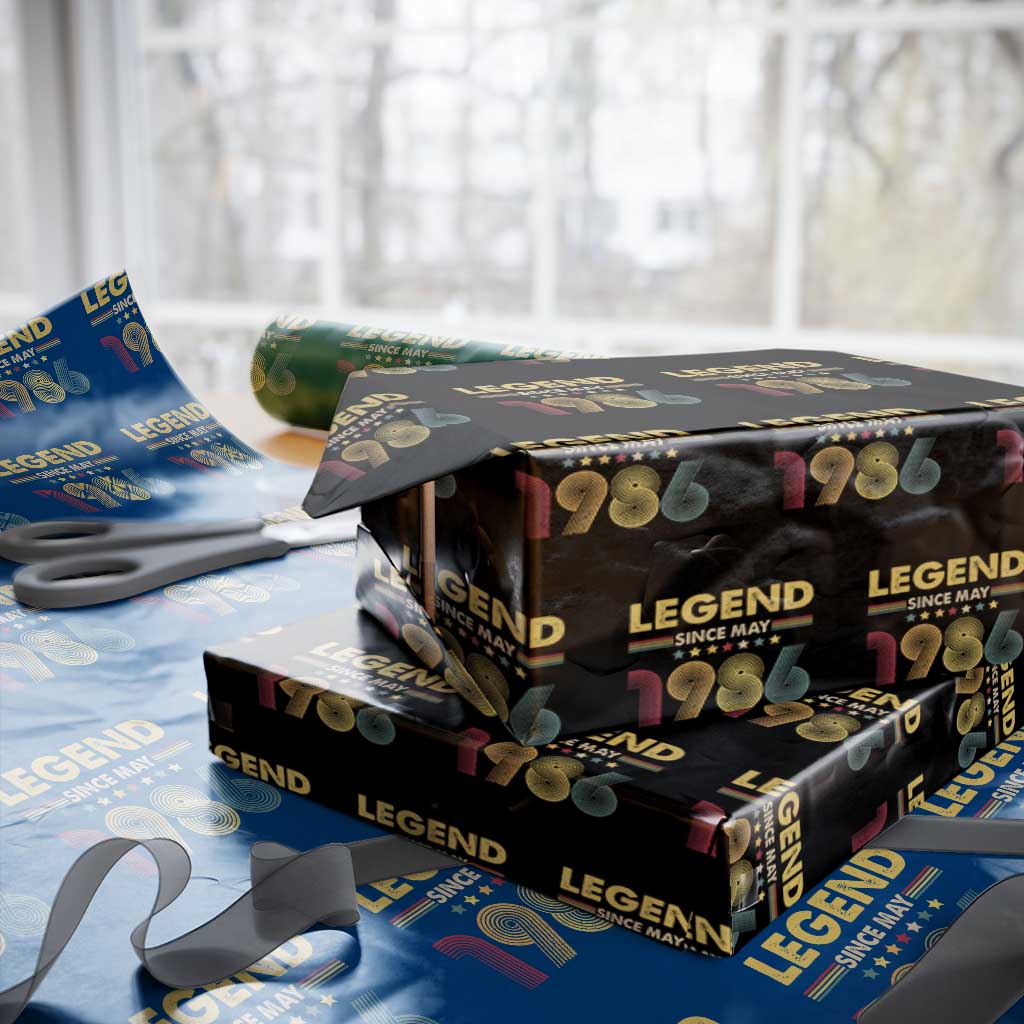 May 40th Birthday Wrapping Paper Roll Legends Since May 1986 Retro Bday
