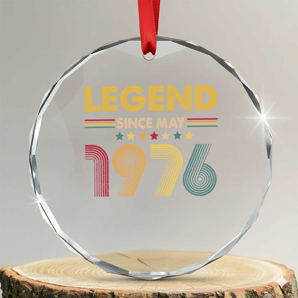 May 50th Birthday Crystal Glass Ornament Legends Since May 1976 Retro Bday