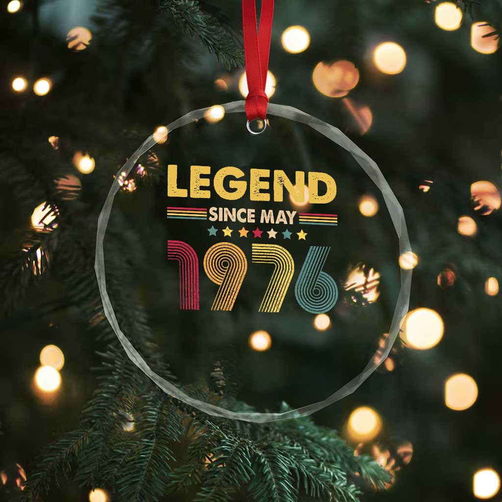 May 50th Birthday Crystal Glass Ornament Legends Since May 1976 Retro Bday
