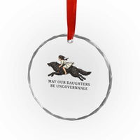 May Our Daughters Be Ungovernable Crystal Glass Ornament Girl Riding Wolf Activist Feminist Protest
