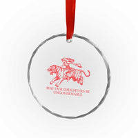 May Our Daughters Be Ungovernable Crystal Glass Ornament Vintage Cowgirl Hell Cat Women Empowerment