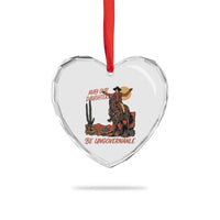 May Our Daughters Be Ungovernable Heart Crystal Glass Ornament Retro Cowgirl Western Feminist Protest