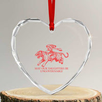 May Our Daughters Be Ungovernable Heart Crystal Glass Ornament Vintage Cowgirl Hell Cat Women Empowerment
