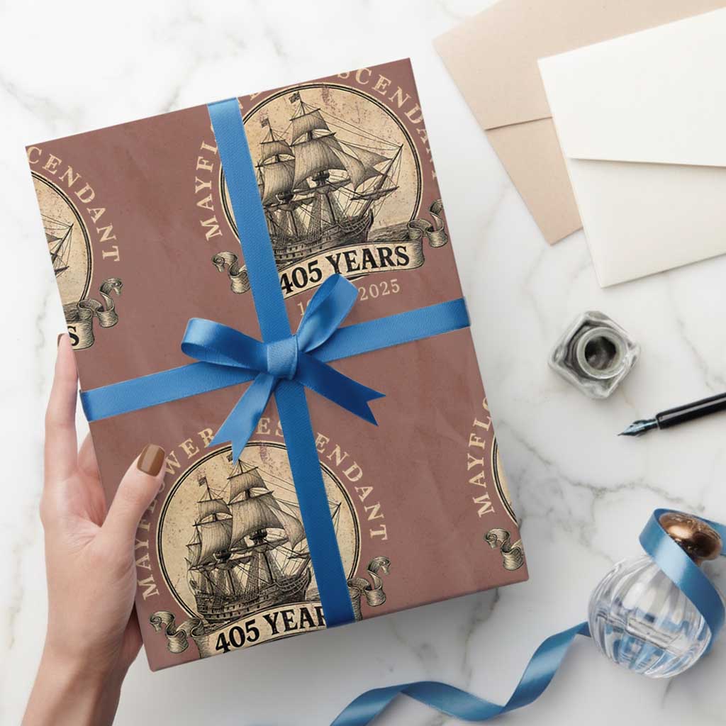 Mayflower Descendant Wrapping Paper Roll 405 Years Pilgrim Fathers Thanksgiving History - Wonder Print Shop