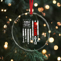 Mechanic American Flag Vintage Skull Auto Repair Handyman Crystal Glass Ornament