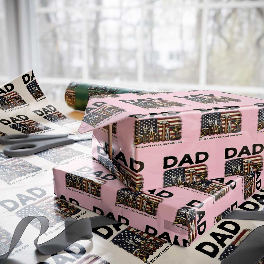 Mechanic Dad American Flag Wrapping Paper Roll If He Cant Fix It No One Can