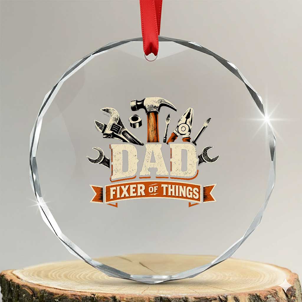 Mechanic Dad Fixer Of All Things Crystal Glass Ornament Funny Auto Repair Fathers Day