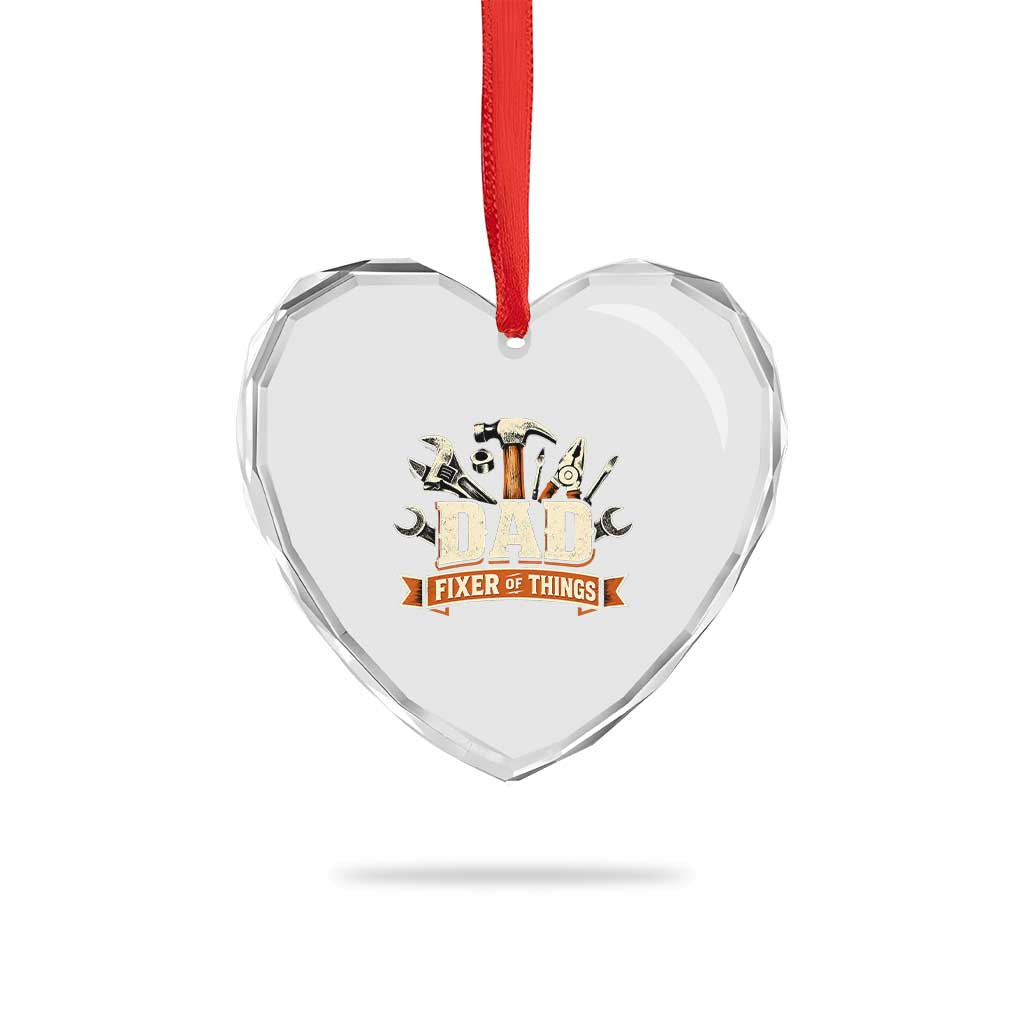 Mechanic Dad Fixer Of All Things Heart Crystal Glass Ornament Funny Auto Repair Fathers Day