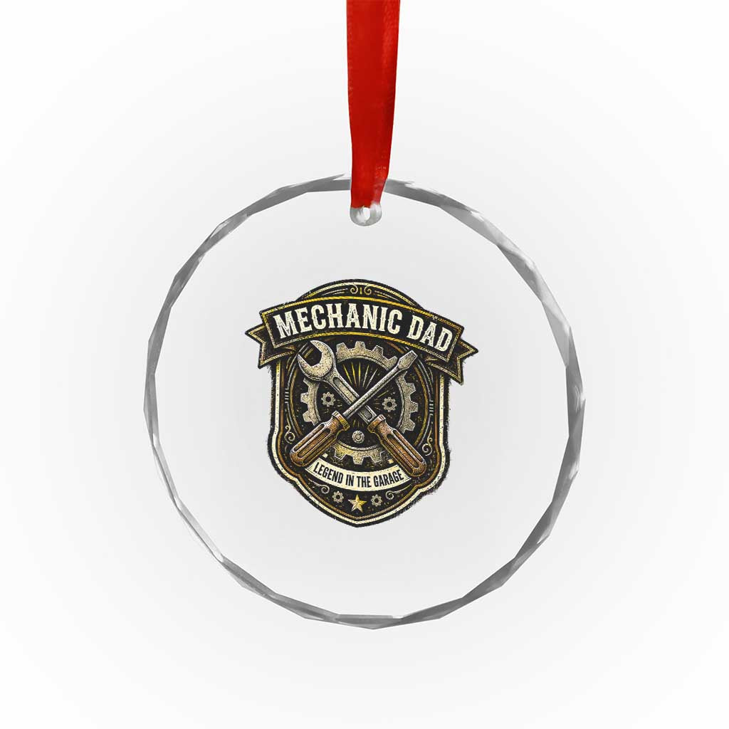 Mechanic Dad Legend In The Garage Crystal Glass Ornament Funny Auto Repair Fathers Day Gift