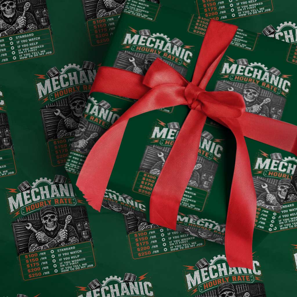 Mechanic Skeleton Wrapping Paper Roll Funny Hourly Rate Auto Car Garage Labor Rates