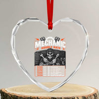 Mechanic Skeleton Heart Crystal Glass Ornament Funny Hourly Rate Auto Car Garage Labor Rates