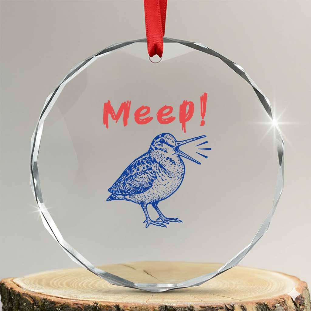 Meep Woodcock Crystal Glass Ornament Cute Bird Meme