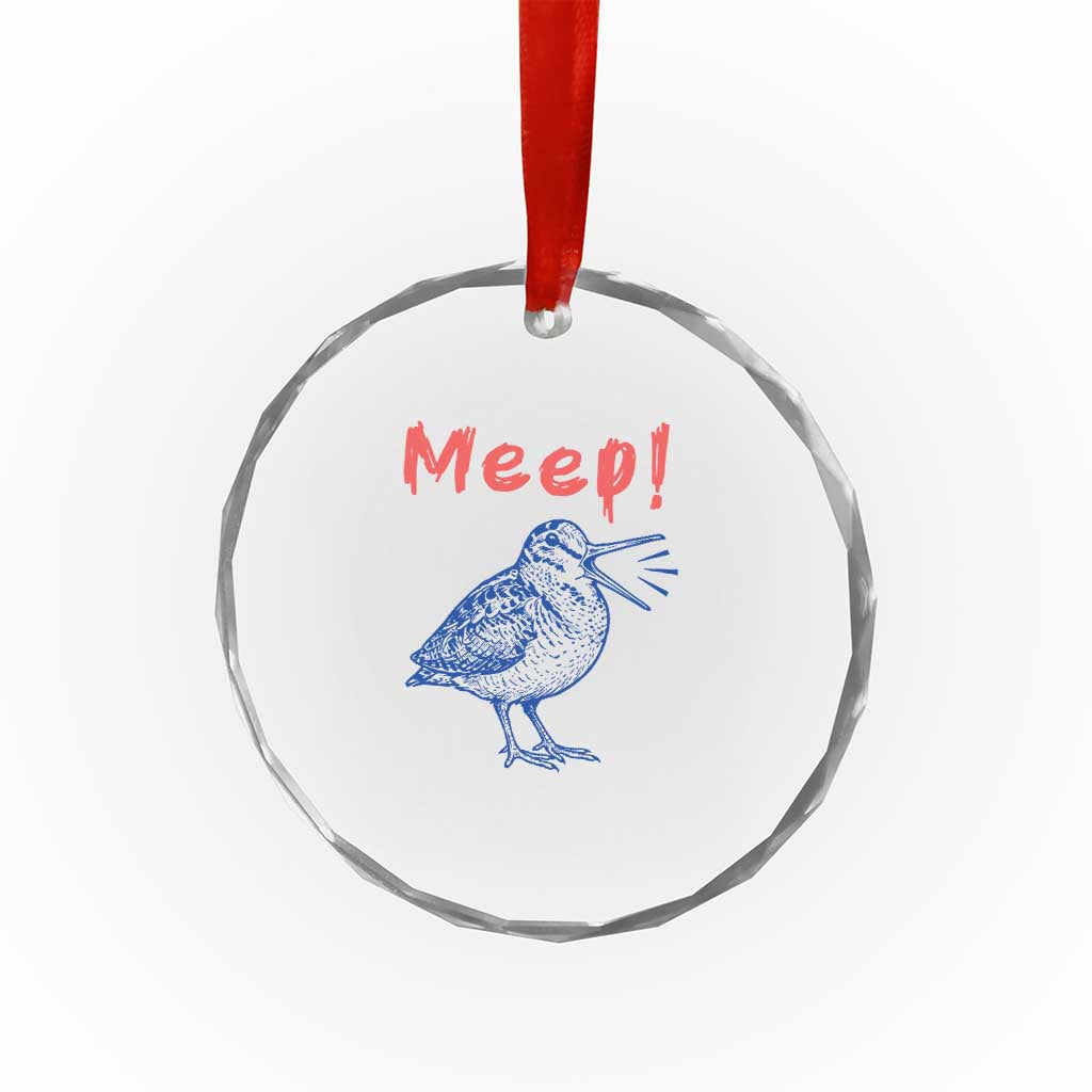 Meep Woodcock Crystal Glass Ornament Cute Bird Meme