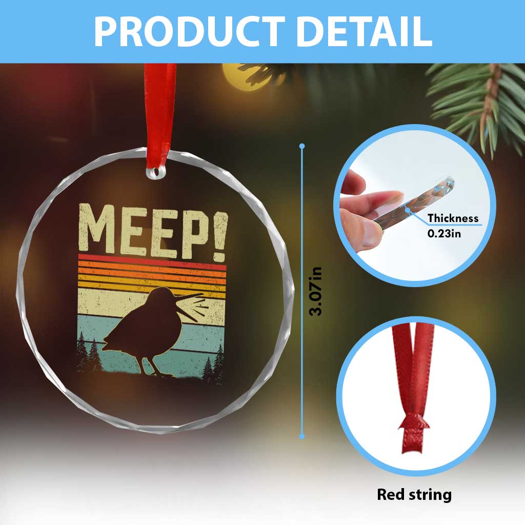 Meep Woodcock Crystal Glass Ornament Funny Nature Lover